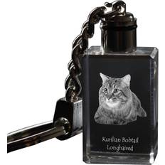 Transparent Väggklockor Art-Dog Kurilian Bobtail Longhaired Crystal Pendant with Cat Photo Wall Clock