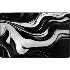 Buewutiry Abstract Black White Swirls Area Rug 60 x 39 in