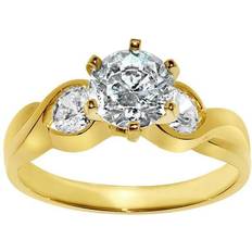 Precious Stars OS0031-RG-sz8 14k Yellow Gold 1.5 Carat TGW Round Cut Diamonette Engagement Ring