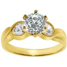 Precious Stars OS0031-RG-sz9 14k Yellow Gold 1.5 Carat TGW Round Cut Diamonette Engagement Ring