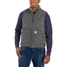 Gray Work Vests Carhartt Flame-Resistant Sherpa Lined Duck Vest - Gravel