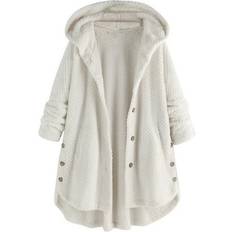 6XL - Women Coats Yoodem Winter Hooded Coat Plus Size - White