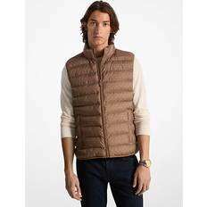 Brown - Women Vests Logo Quilted Vest - Desert Grey