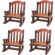 Toys Menolana Pack of 4 Miniature Wooden Rocking Chair