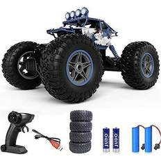 BrainBoosters 4 x 4 4WD Off Road Monster & Remote Control Truck with Metal Shell, Dual Motors & Waterproof Monster RC Truck for Kids, Blue