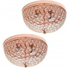 Rose Gold Ceiling Flush Lights 2 Elipse Crystal Mount Light Pack of 2 Ceiling Flush Light