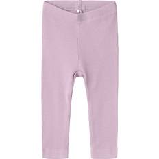 Økologisk bomuld Bukser Børnetøj Name It Basic Ribbed Knit Leggings - Winsome Orchid