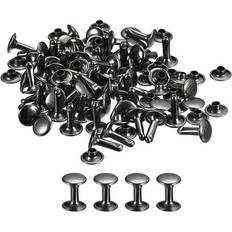 Black Rivets Uxcell 50 Sets Leather Rivets 9mm Double Cap