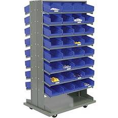 16 Shelf Double-Sided Mobile Pick Rack 8 in Wide Shelving System