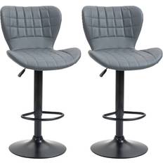 Homcom Leather Grey Bar Stool 109cm 2pcs