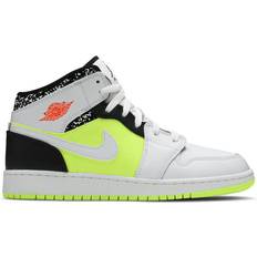 Nike Air Jordan 1 Mid Notebook GS - Hyper Crimson/Volt/White/Black