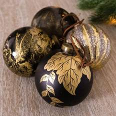 Hanging Christmas Decorations Charles Bentley HMXDEC03IND Black/Gold Christmas Tree Ornament 8cm 12pcs