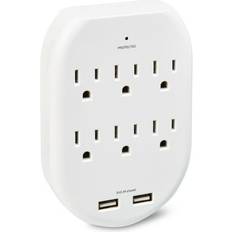 In wall surge protector Onn Walmart.com, onn. Surge Protector Wall Tap with 6 AC Outlets and 2 USB Ports 125 Volts 15 Amps White