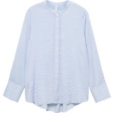 Viscose Blouses Mango Striped Flowy Shirt - Blue