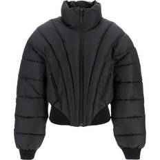 Leather-Collar Wool Jacket - Black