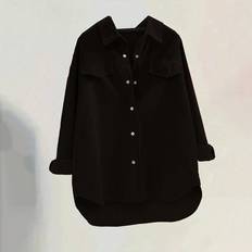 Shein Einfache Lange Ärmel Bluse - Unifarbe