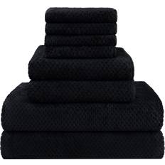 HOMEXCEL 8 Piece Microfiber Set Bath Towel Black