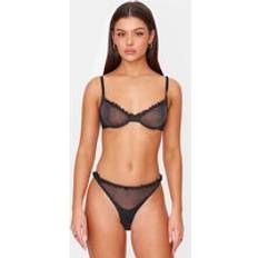 Black Lingerie Sets PrettyLittleThing Lurex Mesh Lingerie Set - Black