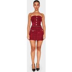 Red - Short Skirts PrettyLittleThing Petite Twill Mini Skirt - Red