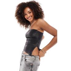 Bershka Dame Bluser Bershka Bandeau Top Med Glimmer - Sort