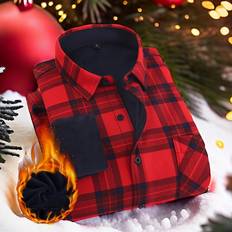 Fleece - Men Shirts Temu Fleece Lined Flannel Shirt - Plaid