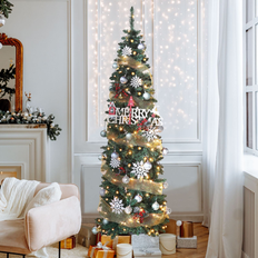 Veikous Pre-Lit Artificial Pencil 7.5 ft Christmas Tree