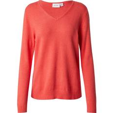 Knitted Sweater - Orange Jumpers Vila V-neck Knitted Pullover