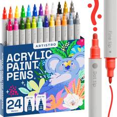 Artistro 24 Colors Acrylic Paint Pens Dual Tip 1mm Dot 5mm