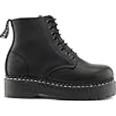 Grinders Unisex Black Leather Ankle Casual Lace Up Boots - Black