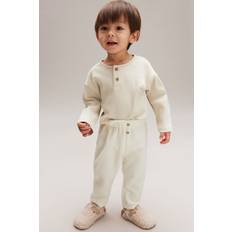 Velour Byxor Barnkläder H&M Ribbad Velourbyxa - Vit