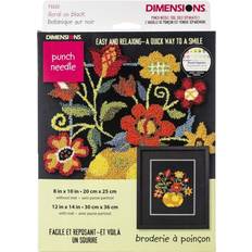 Dimensions Floral On Black Punch Needle Embroidery Kit 8 x 10 Inch