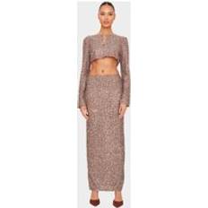 Long Skirts PrettyLittleThing Mocha Sequin Maxi Skirt - Brown