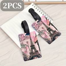 Luggage Tags on sale Temu Pvc Luggage Tag 2pcs Eiffel Tower Pattern