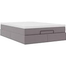 vidaXL Ottoman Med Madrass 140x200 cm Grå 140x200 cm Ramsäng 140x203cm
