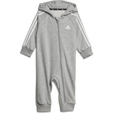 6-9M Jumpsuits Barnkläder adidas Infant Essentials 3-Stripes French Terry Bodysuit - Medium Grey Heather/White