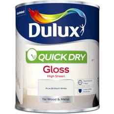 Paint Dulux Quick Dry Gloss Wood Paint, Metal Paint Pure Brilliant White 0.75L