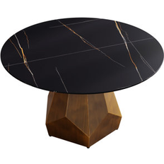 Gold - Marble Dining Tables Hokku Designs 53 Inch Round Marble Dining Table