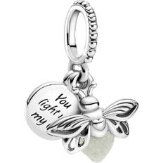 Riipuksia ja Riipuksia Pandora Glow in the Dark Firefly Dangle Charm - Silver/White