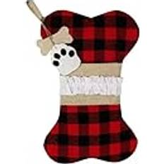 Pets FoneFunShop Festive Christmas Tartan Bone-Shaped Dog Treat Bag