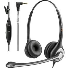 Landline Phones Wantek HongHaiTenDa LLC, Wired Telephone Headset Dual Ear with 2.5mm Jack Noise Cancelling with Microphone Quick Disconnect Work for Cordless Phones AT&T ML17929 TL86103 Panasonic KX-DT543 KX-T7730 Vtech RCA Cisco