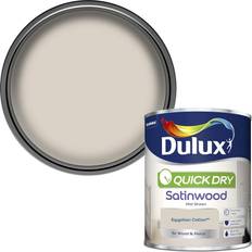 Paint Dulux Quick Dry Satinwood Wood Paint, Metal Paint Egyptian Cotton 0.75L