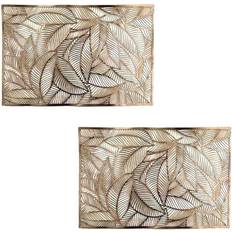 Homescapes Floral Leaf Decorative Place Mat Gold (45x30cm)