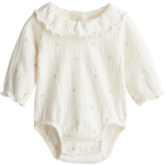 Recycled Materials Bodysuits H&M Baby Collared Crinkled Bodysuit - White/Cherries