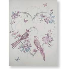 Art for the Home Floral Heart & Bird White & Multicoloured Wall Decor 50x70cm