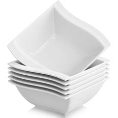 White Breakfast Bowls MALACASA 6-Piece China Porcelain Cereal 350 ml Breakfast Bowl
