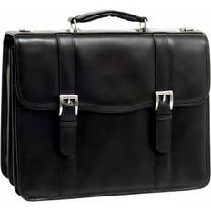 Computer Accessories Black Leather Double Compartment Laptop Case