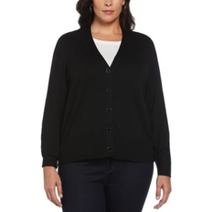 Cashmere Cardigan Plus Size Enamel Button Cardigan - Black