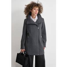 Rayon - Women Coats DKNY Women's Wool Coat With Zipper Detail - Charcoal