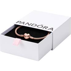 Pandora Moments Rose Gold-Plated Heart Clasp Snake Chain Bracelet