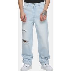 Men's Five Pocket Heavy Distressed Denim Pant - Light Blue